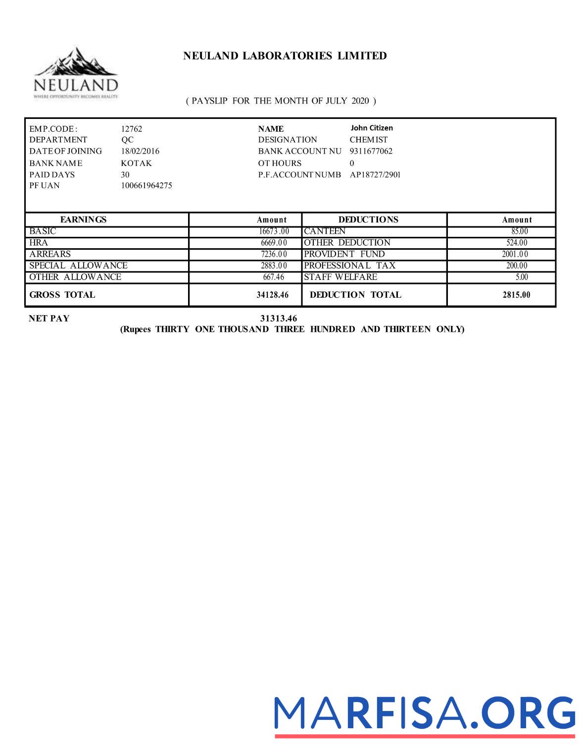 Printable India Neuland Laboratories Limited example